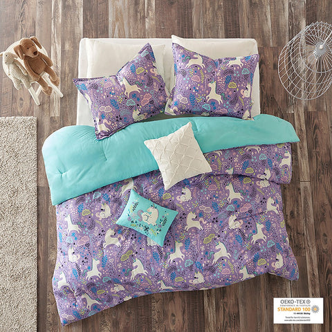 PURPLE Lola Unicorn Cotton Comforter Set by Urban Habitat Kids