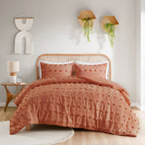 RUST Lucy Clip Jacquard Comforter Set Intelligent Design