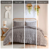 GREY Lucy Clip Jacquard Comforter Set Intelligent Design