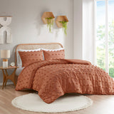 RUST Lucy Clip Jacquard Comforter Set Intelligent Design