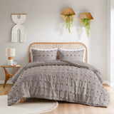 GREY Lucy Clip Jacquard Comforter Set Intelligent Design