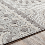 Big Sur Collection Boho Taupe Flowered Outdoor Rug