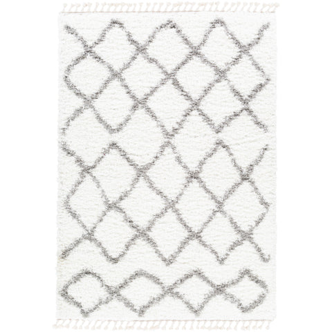 WHITE AND GREY CALIFORNIA SHAG INDOOR AREA RUG by Surya