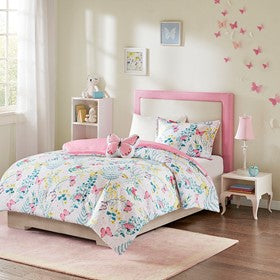 BUTTERFLY PINK AND WHITE BEDDING SET